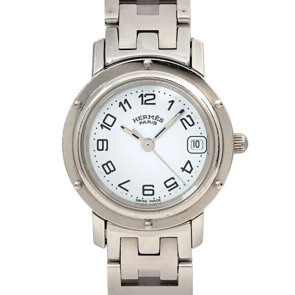 HERMES Clipper CL4 210 Quartz White Dial Ladies Watch 90281705 - Picture 1 of 6